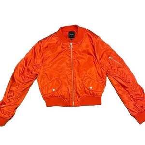 Love Tree Orange Quilted Padded Bomber Jacket with Sleeve Pocket